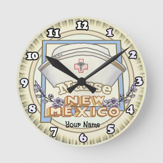 New Mexico Nurse Runde Wanduhr (Vorderseite)