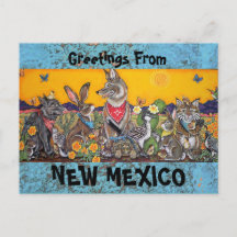New Mexico Postkarte mit Wüste Südwestliche Tiere