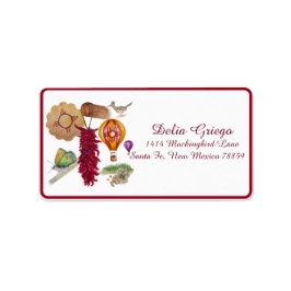 New Mexico Red Chile Pinõn Zia Hot Air Ballon Adressaufkleber