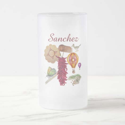 New Mexico Red Chile Pinõn Zia Hot Air Ballon Mattglas Bierglas (Mittel)