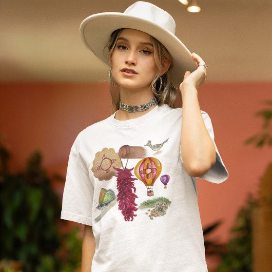 New Mexico Red Chile Pinõn Zia Hot Air Ballon T-Shirt