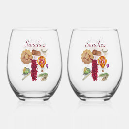 New Mexico Red Chile Pinõn Zia Hot Air Ballon Weinglas Ohne Stiel