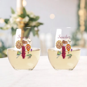 New Mexico Red Chile Pinõn Zia Hot Air Ballon Weinglas Ohne Stiel