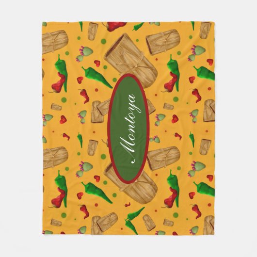 New Mexico Red & Green Chile Tamales Zia Nopales Fleecedecke (Vorderseite)