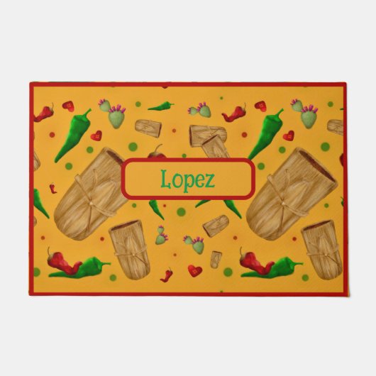 New Mexico Red & Green Chile Tamales Zia Nopales Fußmatte (Vorderseite)