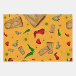 New Mexico Red & Green Chile Tamales Zia Nopales Geschenkpapier Set
