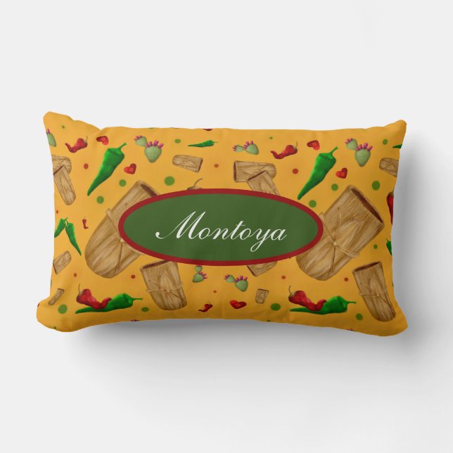 New Mexico Red & Green Chile Tamales Zia Nopales Lendenkissen (Vorderseite)