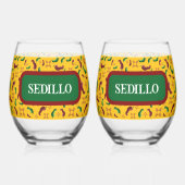 New Mexico Red & Green Chile Tamales Zia Nopales Weinglas Ohne Stiel (Rückseite)