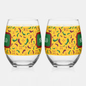 New Mexico Red & Green Chile Tamales Zia Nopales Weinglas Ohne Stiel (Links)