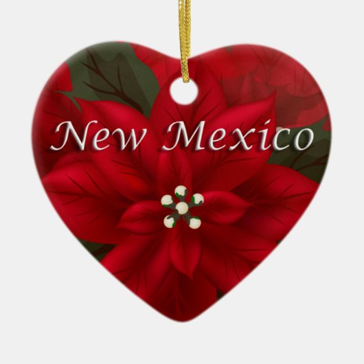 New Mexico Red Poinsettia Heart Keepake Ornament (Vorne)