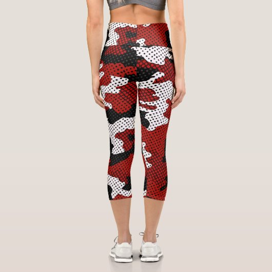 New Mexico Red & Silver Camo Printed Capri Leggings (Rückseite)