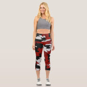 New Mexico Red & Silver Camo Printed Capri Leggings (Vorderseite)