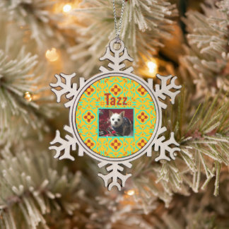 New Mexico Red Zia Türkise Feathers Schneeflocken Zinn-Ornament