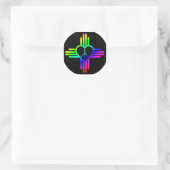 New Mexico Regenbogen Zia mit Friedensherz Quadratischer Aufkleber (Tasche)