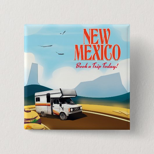New Mexico Reiseplakat Button (Vorderseite)