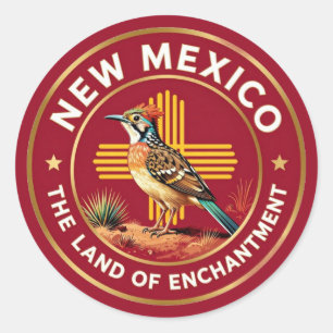 🌵 New Mexico Roadrunner-Erbe Runder Aufkleber