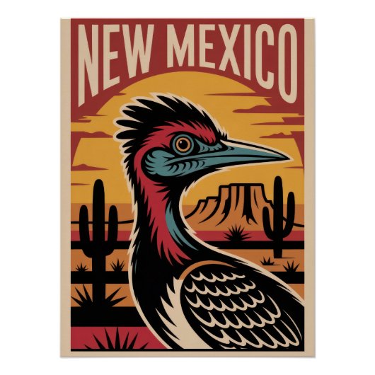 New Mexico Roadrunner Vintage Poster | Desert (Vorderseite)