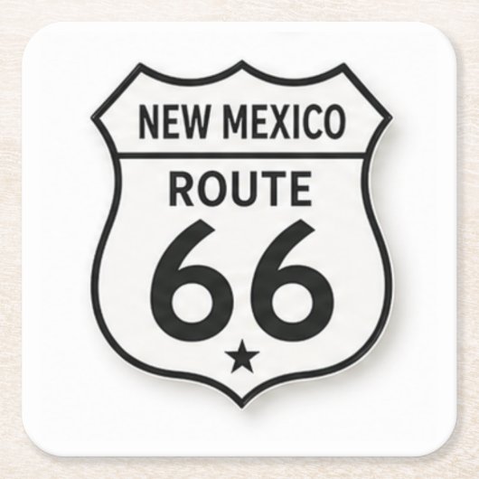 New Mexico Route 66 Retro White Shield Untersetzer (Vorderseite)