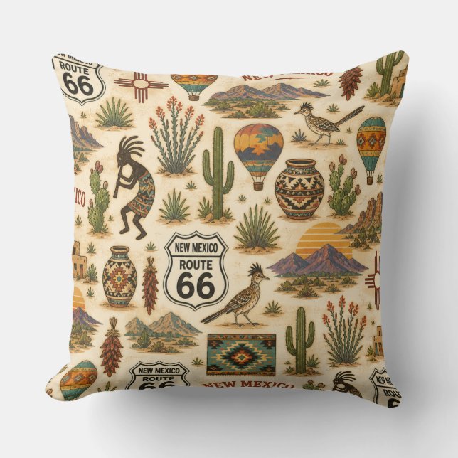New Mexico Route 66 Sofa Mesa Kissen (Vorderseite)