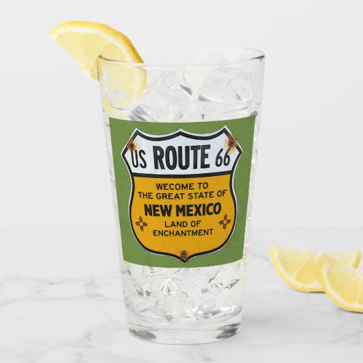New Mexico Route USA 66 Pint Glass Glas (Vorderseite Ice)