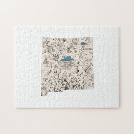 New Mexico Shaped Vintag Picture Map Puzzle (Horizontal)