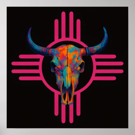 New Mexico Sonnen-Schädel Pink Poster (Vorne)