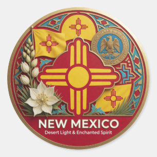 New Mexico Southwest State Erbe 🌵 Runder Aufkleber