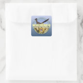 New Mexico Staat Bird & Blume Quadratischer Aufkleber (Tasche)
