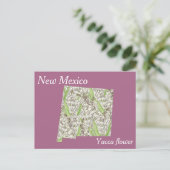 New Mexico Staat Blume Collage Map Postkarte (Stehend Vorderseite)