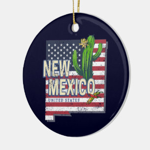 New Mexico Staat United Staaten Map Vintag USA Keramik Ornament