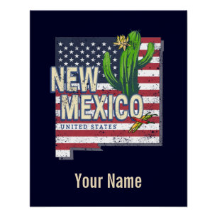 New Mexico Staat United Staaten Map Vintag USA Poster
