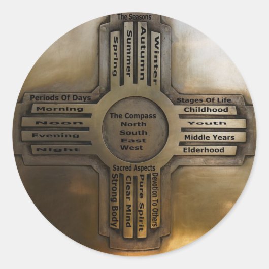 New Mexico Staat Zia Runder Aufkleber (Vorderseite)