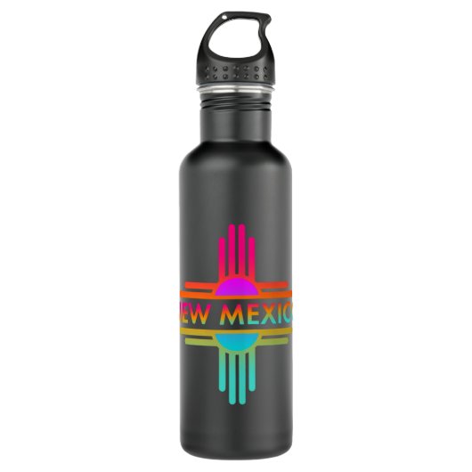New Mexico Staat Zia Symbol Design Edelstahlflasche (Vorderseite)