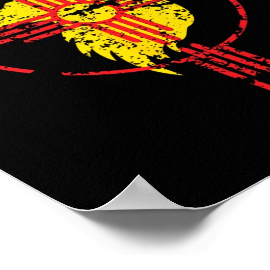 New Mexico State Flag Elch Jagd Zia Symbol Design Poster (Ecke)