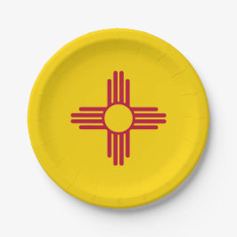 New Mexico State Flagge Zia Symbol Partei Pappteller