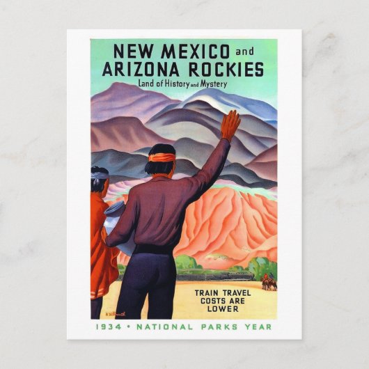 New Mexico und Arizona Rockies, Vintage Reise Postkarte (Vorderseite)