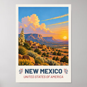 New Mexico USA – Vintage Reiseplakat Poster