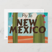 New Mexico, USA Vintage Reiseplakat. Postkarte (Vorne/Hinten)