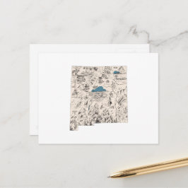 New Mexico Vintag Picture Map Antik Staat Chart Postkarte