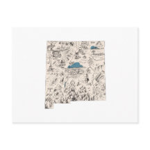 New Mexico Vintag Picture Map Antik Staat Chart