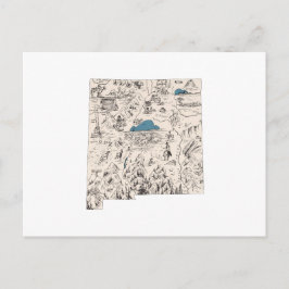 New Mexico Vintag Picture Map Antik Staat Chart Postkarte
