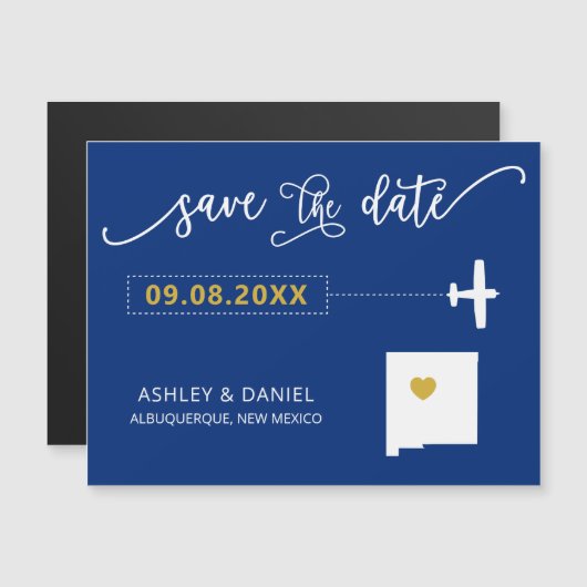 New Mexico Wedding Save the Date Card, Map Magneteinladung (Vorne/Hinten)