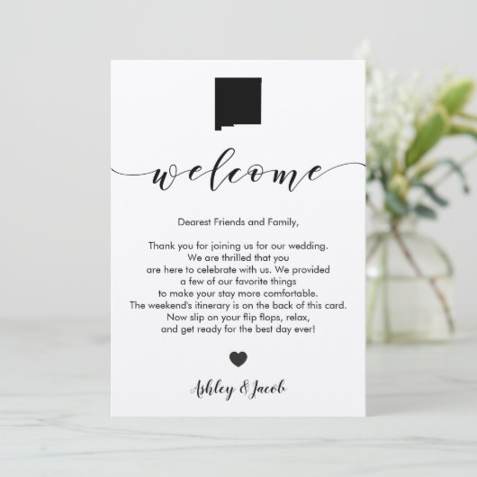 New Mexico Wedding Welcome Letter & Itinerary Card Programm (Stehend Vorderseite)