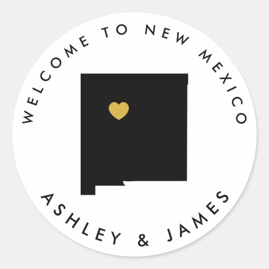 New Mexico Wedding Welcome Sticker, Leckerei Box B Runder Aufkleber (Vorderseite)