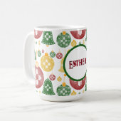 New Mexico Weihnachtsschmuck Zia Red Green Blue Kaffeetasse (Vorderseite Links)
