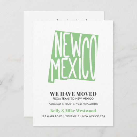 NEW MEXICO Wir haben neue Adresse Neue Zuhause ver Postkarte (Vorne/Hinten)