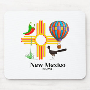 New Mexico Zia_ Chiles, Ballon, Wegekuckuck, Yucca Mousepad