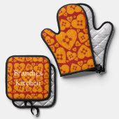 New Mexico Zia Heart Ofenhandschuh & Topflappen-Set (Vorderseite/Rückseite)