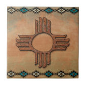 New Mexico Zia (Sonne) Keramik Tile Fliese (Vorderseite)