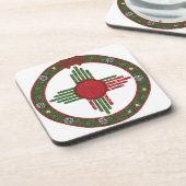 New Mexico Zia Sun Christmas Getränkeuntersetzer (Linke Seite)